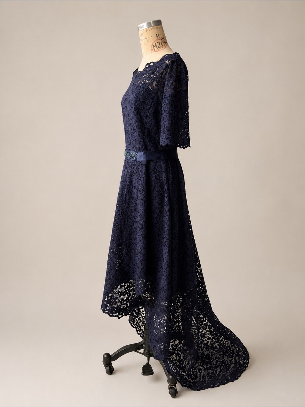 Teri Jon by Rickie Freeman Navy Lace High-Low Dress Size 16 NWT